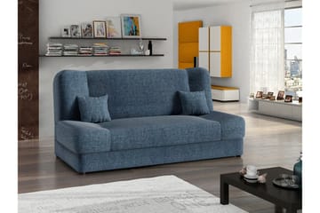 Abron 3-sits Fällbar Bäddsoffa med Förvaring i Plysch - Blå - Möbler - Soffa - Bäddsoffa