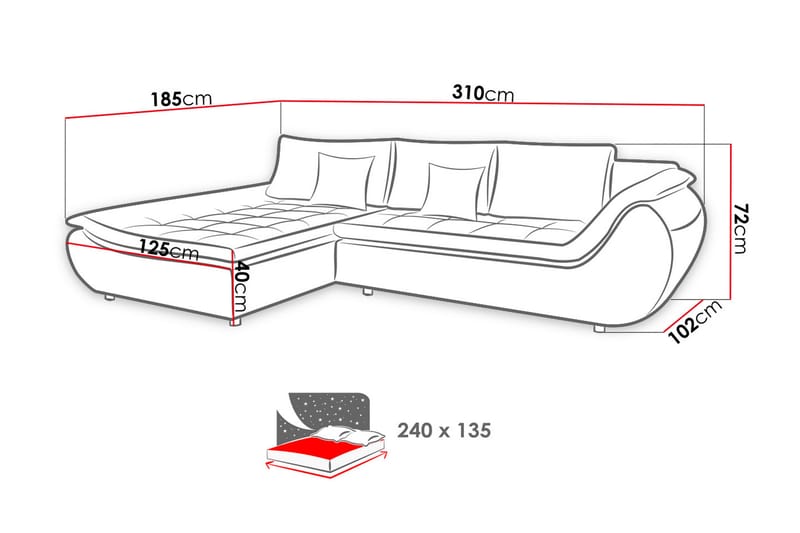 Adeleine L-Bäddsoffa - Vit/Beige - Bäddsoffa - Bäddsoffa divan - Skinnsoffor