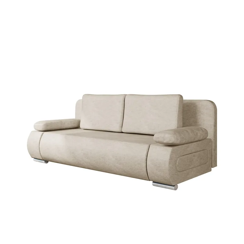 Adelma 2-sits Längsbäddad Bäddsoffa 143x200 cm med Förvaring i Tyg, Beige