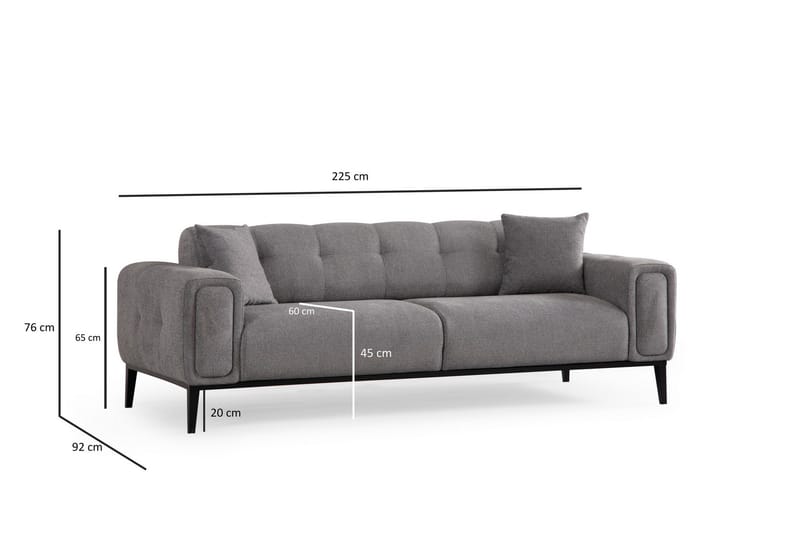 Adelphe Rektangulär Bäddsoffa 88x178 cm i Tyg - Grå - Möbler - Soffa - Bäddsoffa