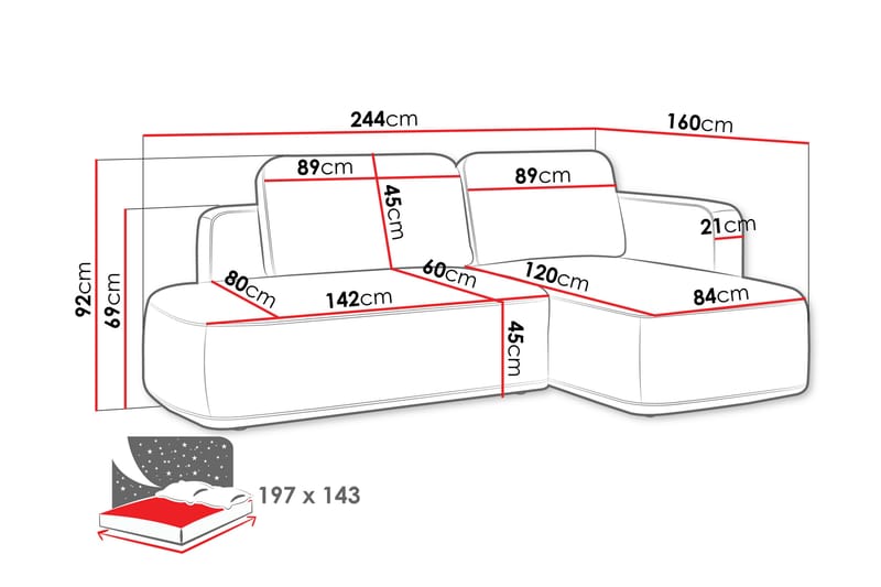 Afir Bäddsoffa m. Divan 2-sits - Vit - Möbler - Soffa - Bäddsoffa