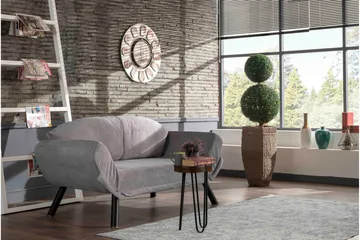 Albertina 2-sits Längsbäddad Bäddsoffa 75x210 cm i Tyg - Grå - Möbler - Soffa - Bäddsoffa