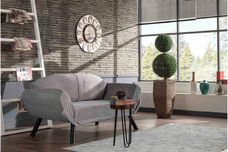 Albertina 2-sits Längsbäddad Bäddsoffa 75x210 cm i Tyg - Grå - Möbler - Soffa - Bäddsoffa