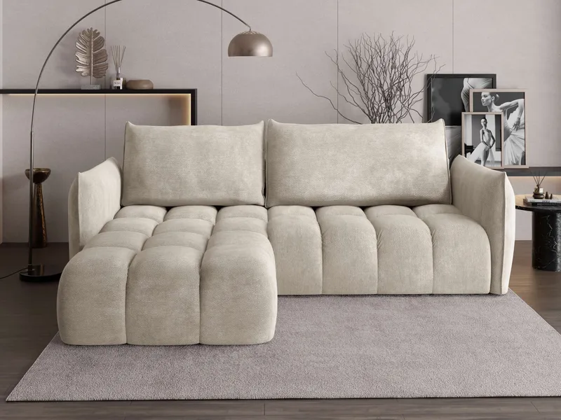 Aldvian 3-sits Bäddsoffa med divan - beige - Möbler - Soffa - Bäddsoffa