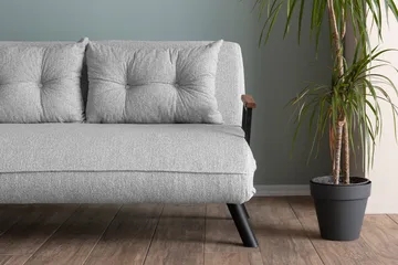 Alfredton 2-sits Bäddbar Fällbar Bäddsoffa i Boucle med Metallben - Grå - Möbler - Soffa - Bäddsoffa