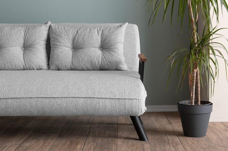 Alfredton 2-sits Bäddbar Fällbar Bäddsoffa i Boucle med Metallben - Grå - Möbler - Soffa - Bäddsoffa