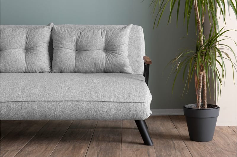 Alfredton 2-sits Bäddbar Fällbar Bäddsoffa i Boucle med Metallben - Grå - Möbler - Soffa - Bäddsoffa