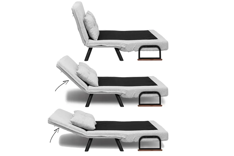 Alfredton 2-sits Bäddbar Fällbar Bäddsoffa i Boucle med Metallben - Grå - Möbler - Soffa - Bäddsoffa