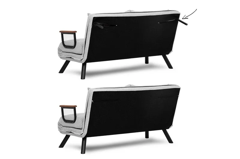 Alfredton 2-sits Bäddbar Fällbar Bäddsoffa i Boucle med Metallben - Grå - Möbler - Soffa - Bäddsoffa