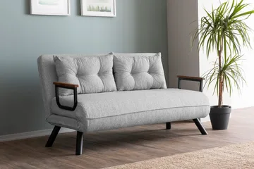 Alfredton 2-sits Bäddbar Fällbar Bäddsoffa i Boucle med Metallben - Grå - Möbler - Soffa - Bäddsoffa