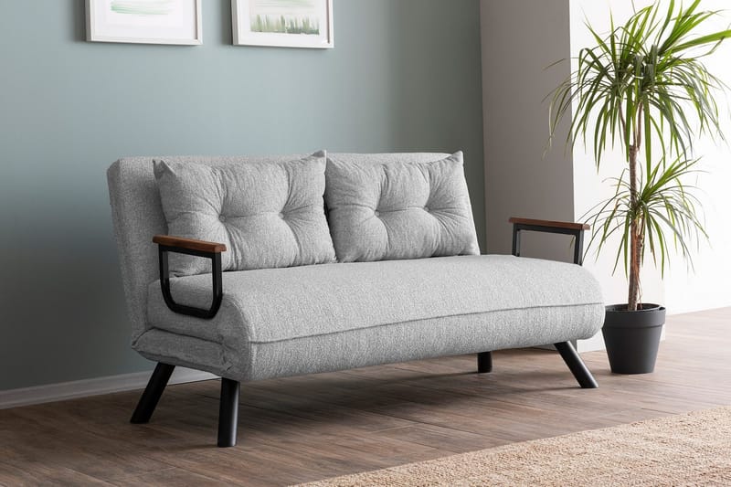 Alfredton 2-sits Bäddbar Fällbar Bäddsoffa i Boucle med Metallben - Grå - Möbler - Soffa - Bäddsoffa