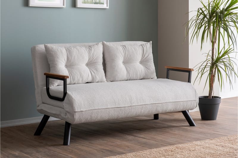 Alfredton 2-sits Bäddbar Fällbar Bäddsoffa i Boucle med Metallben - Vit - Möbler - Soffa - Bäddsoffa