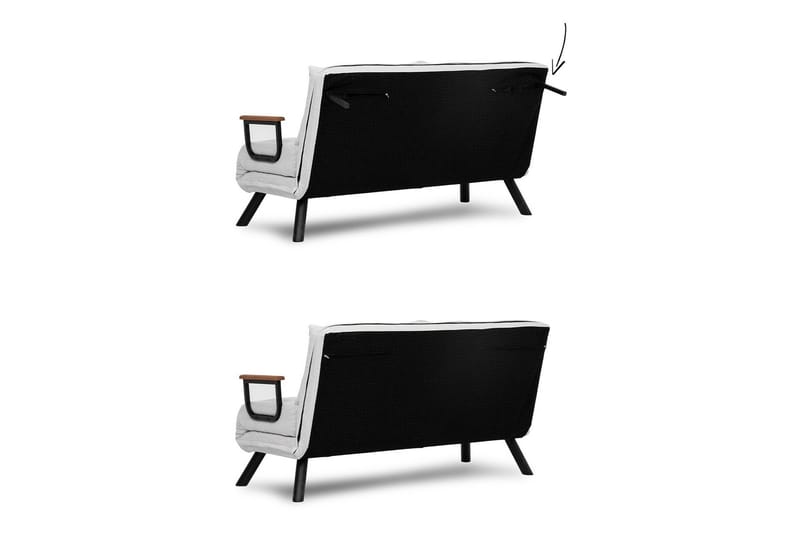 Alfredton 2-sits Bäddbar Fällbar Bäddsoffa i Boucle med Metallben - Vit - Möbler - Soffa - Bäddsoffa