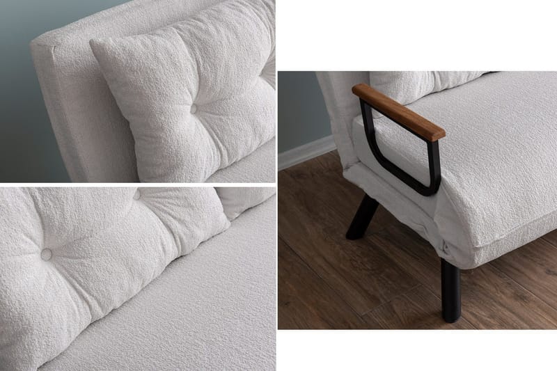 Alfredton 2-sits Bäddbar Fällbar Bäddsoffa i Boucle med Metallben - Vit - Möbler - Soffa - Bäddsoffa