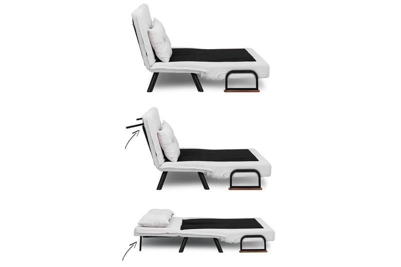 Alfredton 2-sits Bäddbar Fällbar Bäddsoffa i Boucle med Metallben - Vit - Möbler - Soffa - Bäddsoffa