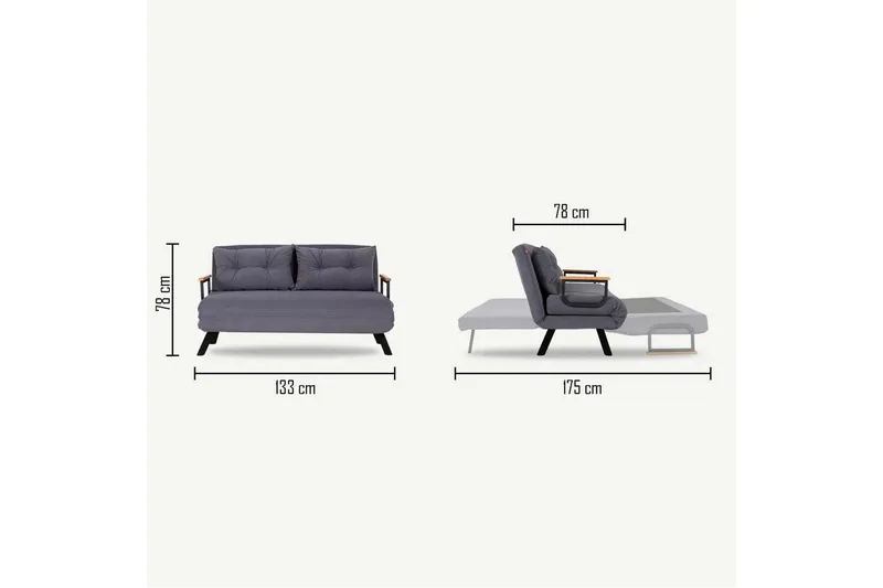 Alfredton 2-sits Bäddbar Fällbar Bäddsoffa i Tyg med Metallben - Ljusbeige - Möbler - Soffa - Bäddsoffa