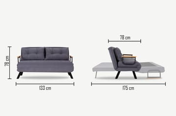 Alfredton Bäddsoffa 2-sits 120x185 - Grå - Möbler - Soffa - Bäddsoffa