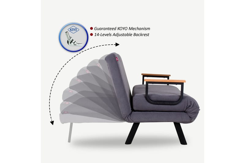 Alfredton Bäddsoffa 2-sits 120x185 - Grå - Möbler - Soffa - Bäddsoffa