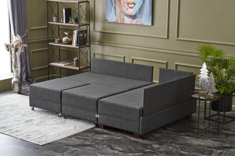 Algeria Bäddsoffa m. Divan 4-sits 140x190 - Antracit - Möbler - Soffa - Bäddsoffa