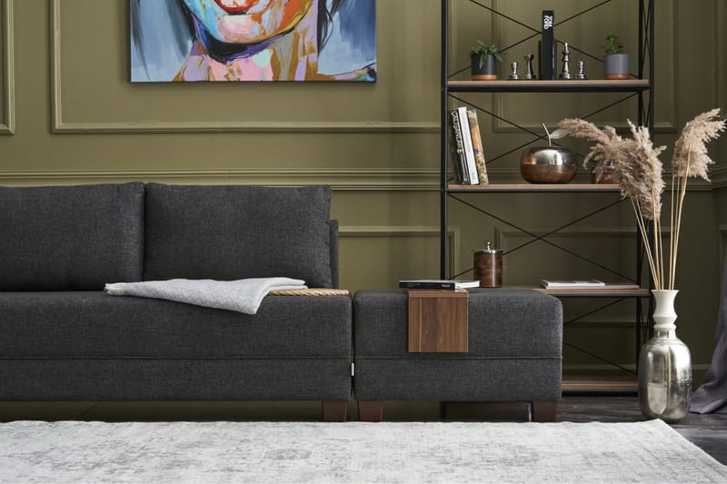Algeria Bäddsoffa m. Divan 4-sits 140x190 - Antracit - Möbler - Soffa - Bäddsoffa