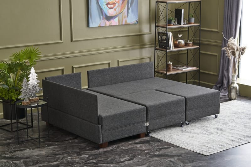 Algeria Bäddsoffa m. Divan 4-sits 140x190 - Antracit - Möbler - Soffa - Bäddsoffa