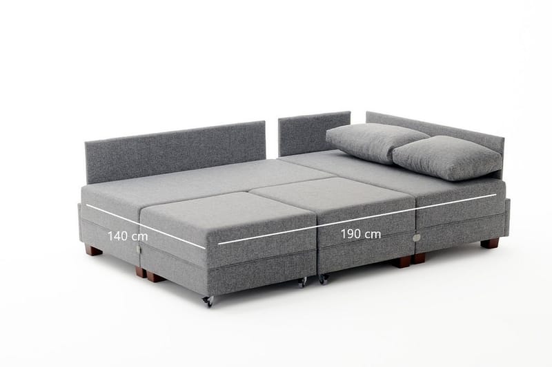 Algeria Bäddsoffa m. Divan 4-sits 140x190 - Antracit - Möbler - Soffa - Bäddsoffa