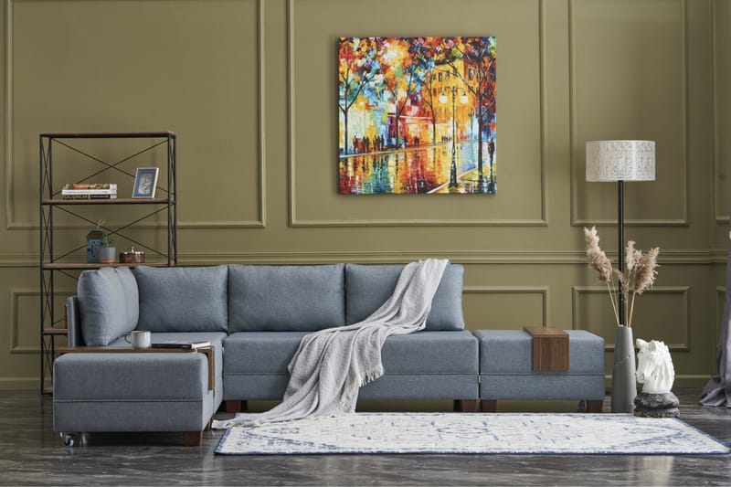 Algeria Bäddsoffa m. Divan 4-sits 140x190 - Blå - Möbler - Soffa - Bäddsoffa