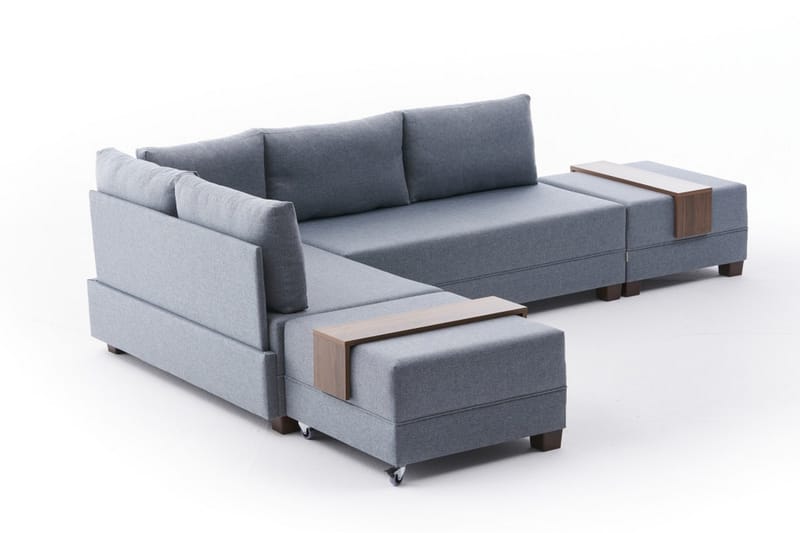 Algeria Bäddsoffa m. Divan 4-sits 140x190 - Blå - Bäddsoffa - Bäddsoffa divan