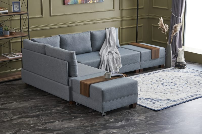 Algeria Bäddsoffa m. Divan 4-sits 140x190 - Blå - Möbler - Soffa - Bäddsoffa