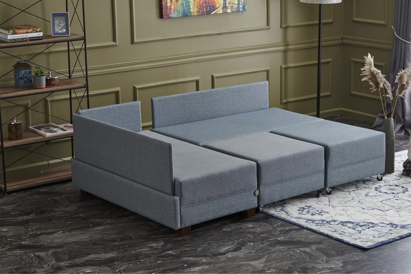 Algeria Bäddsoffa m. Divan 4-sits 140x190 - Blå - Bäddsoffa - Bäddsoffa divan