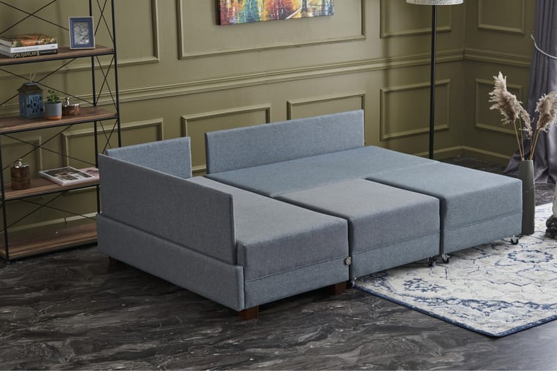 Algeria Bäddsoffa m. Divan 4-sits 140x190 - Blå - Möbler - Soffa - Bäddsoffa