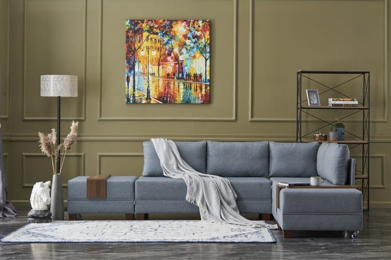 Algeria Bäddsoffa m. Divan 4-sits 140x190 - Blå - Möbler - Soffa - Bäddsoffa