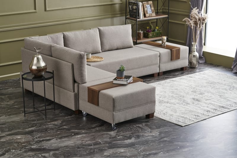 Algeria Bäddsoffa m. Divan 4-sits 140x190 - Cream - Möbler - Soffa - Bäddsoffa