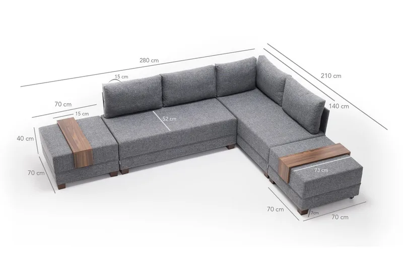 Algeria Hörnbäddsoffa Höger - Grå - Möbler - Soffa - Bäddsoffa