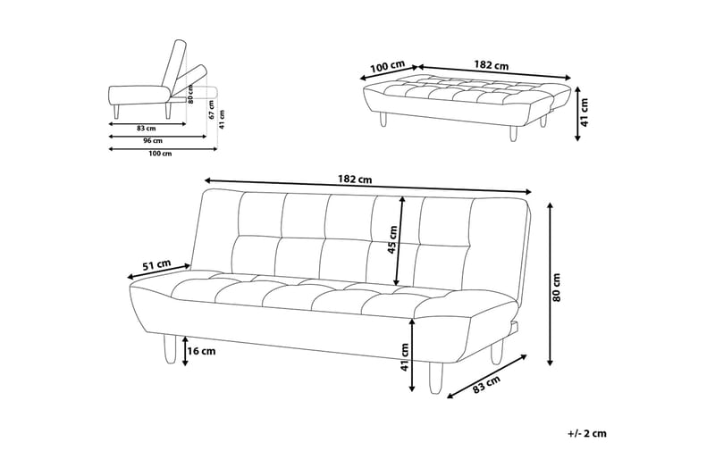 Alsten Bäddsoffa 182 cm - Grå - Möbler - Soffa - Bäddsoffa
