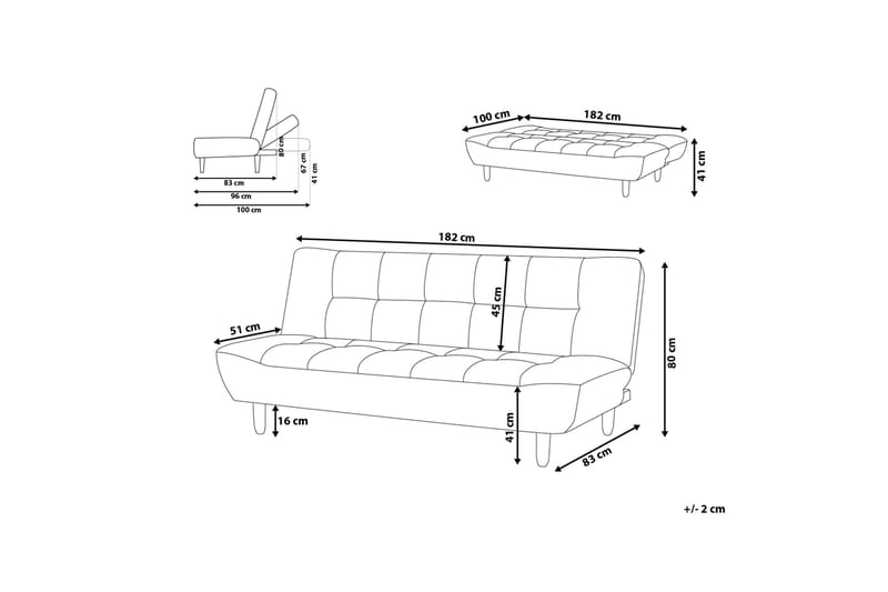 Alsten Bäddsoffa 182 cm - Grå - Möbler - Soffa - Bäddsoffa
