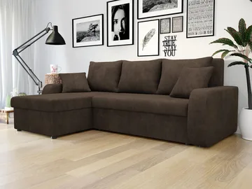 Alvared 3-sits Bäddsoffa divan vänster med förvaring - brun - Möbler - Soffa - Bäddsoffa
