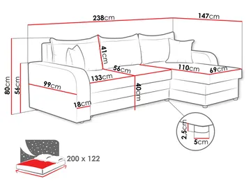 Alvared 3-sits Bäddsoffa divan vänster med förvaring - gul - Möbler - Soffa - Bäddsoffa