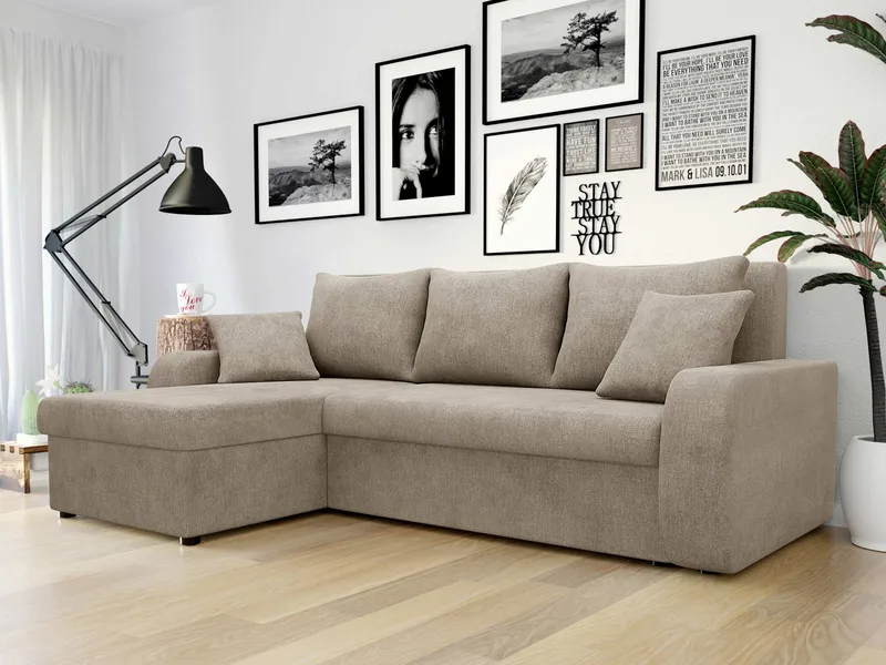 Alvared 3-sits Bäddsoffa med Divan Vänster - Mörkbeige - Möbler - Soffa - Bäddsoffa