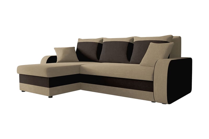 Alvared 3-sits Hörnbäddsoffa Universal - Beige/Brun - Bäddsoffa - Bäddsoffa divan - Sammetssoffa