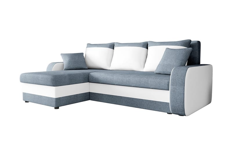 Alvared 3-sits Hörnbäddsoffa Universal - Blå/Vit - Bäddsoffa - Bäddsoffa divan