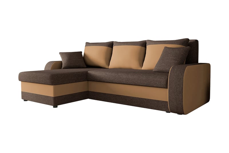 Alvared 3-sits Hörnbäddsoffa Universal - Brun - Bäddsoffa - Bäddsoffa divan - Skinnsoffor