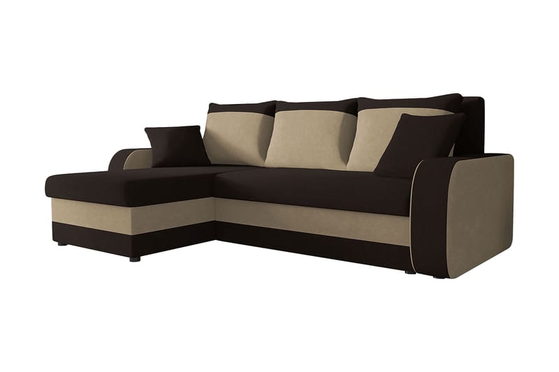 Alvared 3-sits Hörnbäddsoffa Universal - Brun/Beige - Bäddsoffa - Bäddsoffa divan - Sammetssoffa