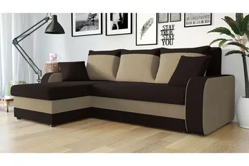 Alvared 3-sits Hörnbäddsoffa Universal - Brun/Beige - Möbler - Soffa - Bäddsoffa