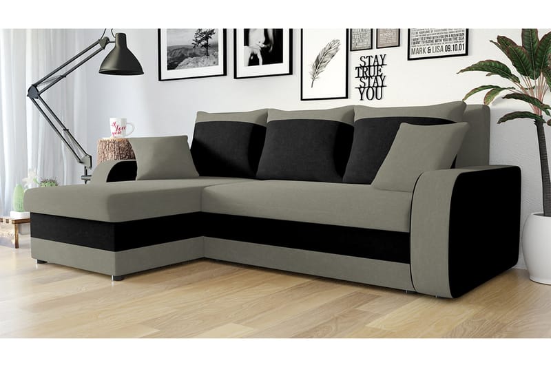 Alvared 3-sits Hörnbäddsoffa Universal - Grå - Bäddsoffa - Bäddsoffa divan - Sammetssoffa