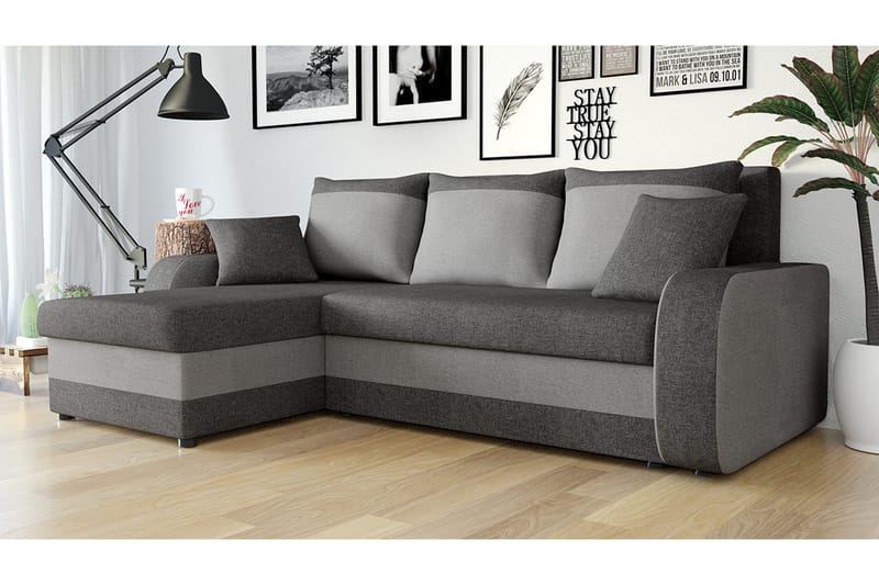 Alvared 3-sits Hörnbäddsoffa Universal - Grå - Bäddsoffa - Bäddsoffa divan