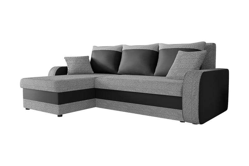 Alvared 3-sits Hörnbäddsoffa Universal - Grå/Svart - Möbler - Soffa - Bäddsoffa