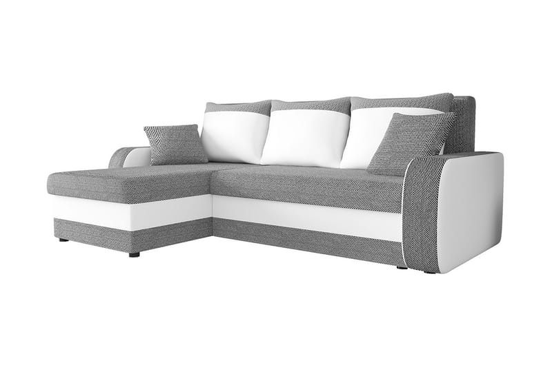 Alvared 3-sits Hörnbäddsoffa Universal - Grå/Vit - Bäddsoffa - Bäddsoffa divan