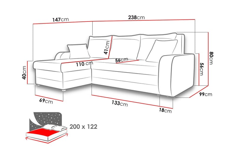 Alvared 3-sits Hörnbäddsoffa Universal - Grön - Möbler - Soffa - Bäddsoffa