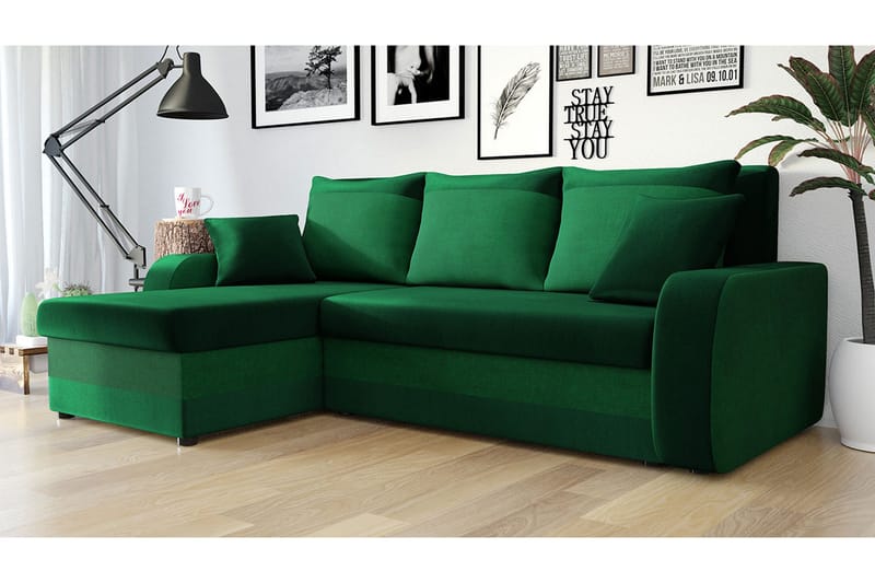 Alvared 3-sits Hörnbäddsoffa Universal - Grön - Möbler - Soffa - Bäddsoffa